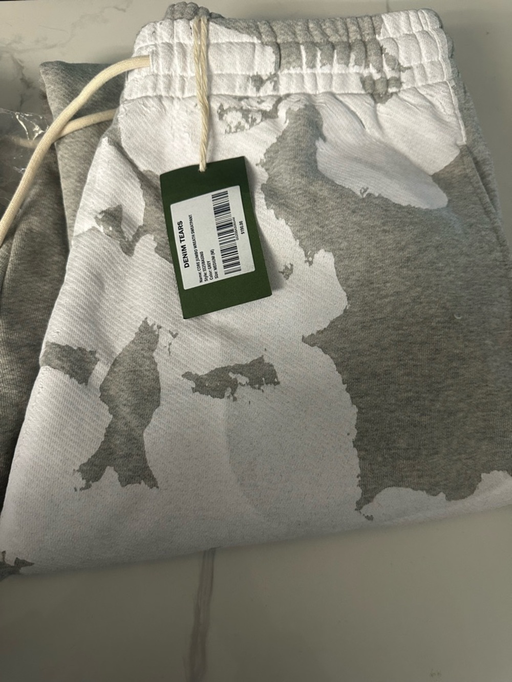 Denim Tears Jumbo Wreath  Gray & White Printed Sweatpants Joggers